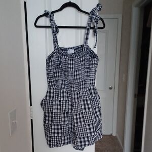 Old Navy Blue and White Plaid Romper